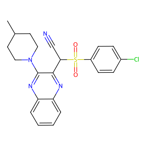 [(4-chlorophenyl)sulfonyl][3-(4-methylpiperidin-1-yl)quinoxalin-2-yl]acetonitrile structure