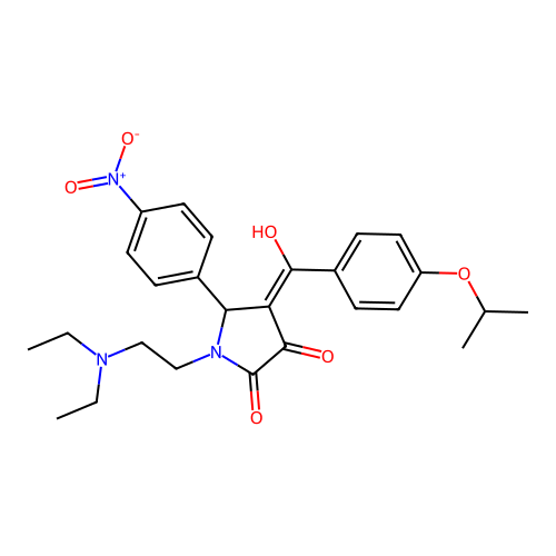 (4E)-1-(2-diethylaminoethyl)-4-[hydroxy-(4-propan-2-yloxyphenyl)methylidene]-5-(4-nitrophenyl)pyrrolidine-2,3-dione structure