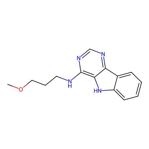 N-(3-methoxypropyl)-5H-pyrimido[5,4-b]indol-4-amine structure