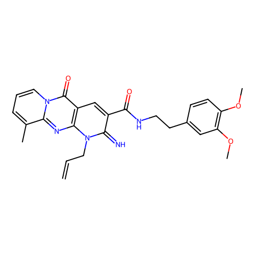 1-allyl-N~3~-(3,4-dimethoxyphenethyl)-2-imino-10-methyl-5-oxo-1,5-dihydro-2H-dipyrido[1,2-a:2,3-d]pyrimidine-3-carboxamide structure