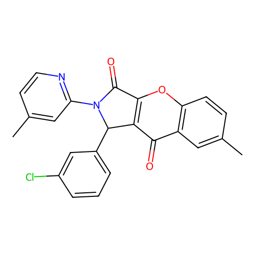 1-(3-chlorophenyl)-7-methyl-2-(4-methylpyridin-2-yl)-1,2-dihydrochromeno[2,3-c]pyrrole-3,9-dione structure