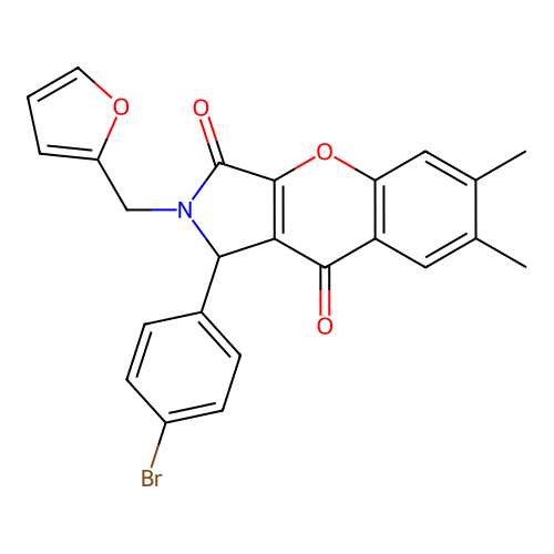 1-(4-bromophenyl)-2-(furan-2-ylmethyl)-6,7-dimethyl-1,2-dihydrochromeno[2,3-c]pyrrole-3,9-dione structure
