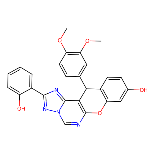 12-(3,4-dimethoxyphenyl)-2-(2-hydroxyphenyl)-12H-chromeno[3,2-e][1,2,4]triazolo[1,5-c]pyrimidin-9-ol structure