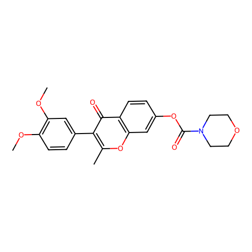 3-(3,4-dimethoxyphenyl)-2-methyl-4-oxo-4H-chromen-7-yl morpholine-4-carboxylate structure