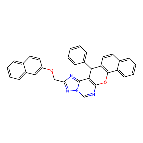 2-[(naphthalen-2-yloxy)methyl]-14-phenyl-14H-benzo[7,8]chromeno[3,2-e][1,2,4]triazolo[1,5-c]pyrimidine structure