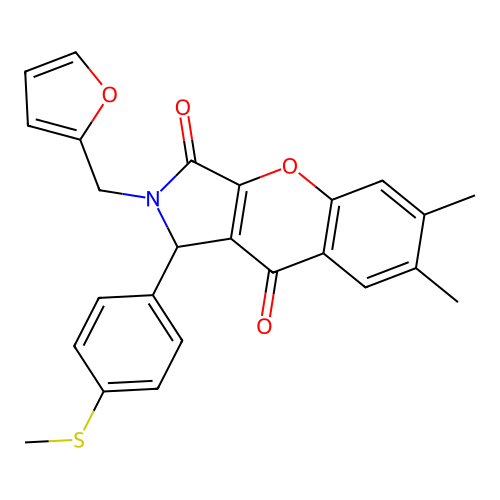 2-(2-furylmethyl)-6,7-dimethyl-1-[4-(methylsulfanyl)phenyl]-1,2-dihydrochromeno[2,3-c]pyrrole-3,9-dione structure