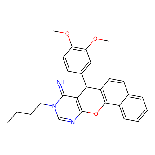 9-butyl-7-(3,4-dimethoxyphenyl)-7,9-dihydro-8H-benzo[7,8]chromeno[2,3-d]pyrimidin-8-imine structure