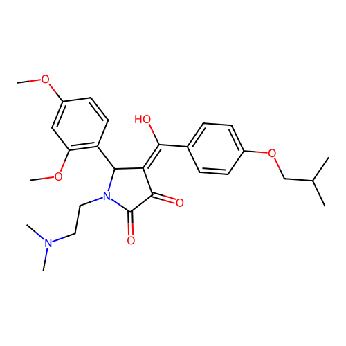 (4E)-5-(2,4-dimethoxyphenyl)-1-(2-dimethylaminoethyl)-4-[hydroxy-[4-(2-methylpropoxy)phenyl]methylidene]pyrrolidine-2,3-dione structure
