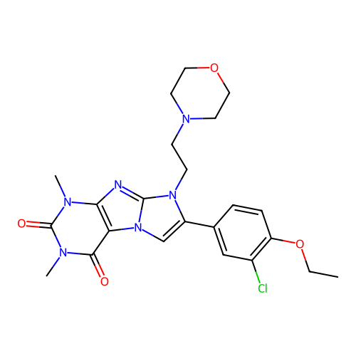 7-(3-chloro-4-ethoxyphenyl)-1,3-dimethyl-8-(2-morpholinoethyl)-1H-imidazo[2,1-f]purine-2,4(3H,8H)-dione structure