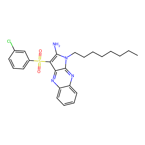 3-((3-chlorophenyl)sulfonyl)-1-octyl-1H-pyrrolo[2,3-b]quinoxalin-2-amine structure