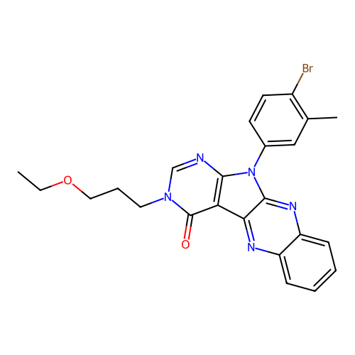 11-(4-bromo-3-methylphenyl)-3-(3-ethoxypropyl)-3,11-dihydro-4H-pyrimido[5',4':4,5]pyrrolo[2,3-b]quinoxalin-4-one structure