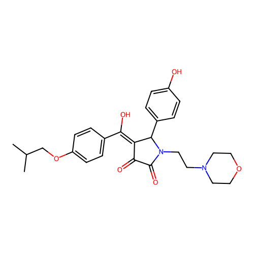 3-hydroxy-5-(4-hydroxyphenyl)-4-[4-(2-methylpropoxy)benzoyl]-1-[2-(morpholin-4-yl)ethyl]-2,5-dihydro-1H-pyrrol-2-one structure