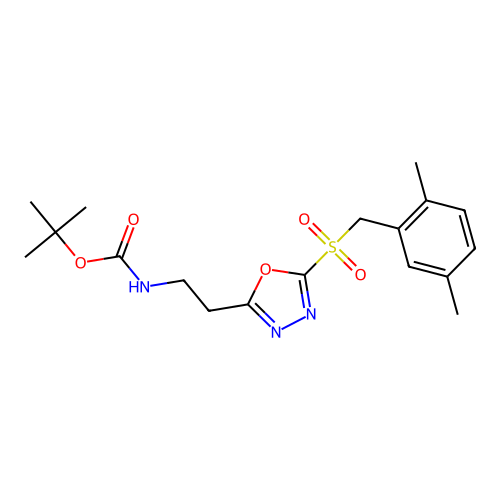 tert-butyl (2-(5-((2,5-dimethylbenzyl)sulfonyl)-1,3,4-oxadiazol-2-yl)ethyl)carbamate structure