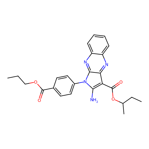 butan-2-yl 2-amino-1-(4-propoxycarbonylphenyl)pyrrolo[3,2-b]quinoxaline-3-carboxylate structure