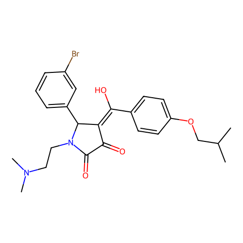 (4E)-5-(3-bromophenyl)-1-(2-dimethylaminoethyl)-4-[hydroxy-[4-(2-methylpropoxy)phenyl]methylidene]pyrrolidine-2,3-dione structure