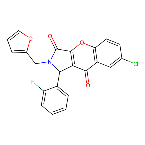 7-chloro-1-(2-fluorophenyl)-2-(furan-2-ylmethyl)-1,2-dihydrochromeno[2,3-c]pyrrole-3,9-dione structure