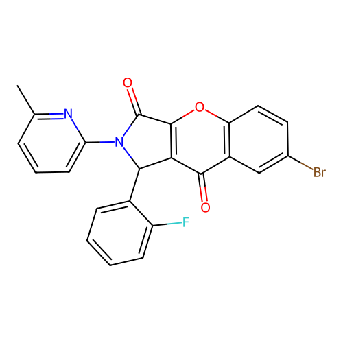 7-bromo-1-(2-fluorophenyl)-2-(6-methylpyridin-2-yl)-1,2-dihydrochromeno[2,3-c]pyrrole-3,9-dione structure