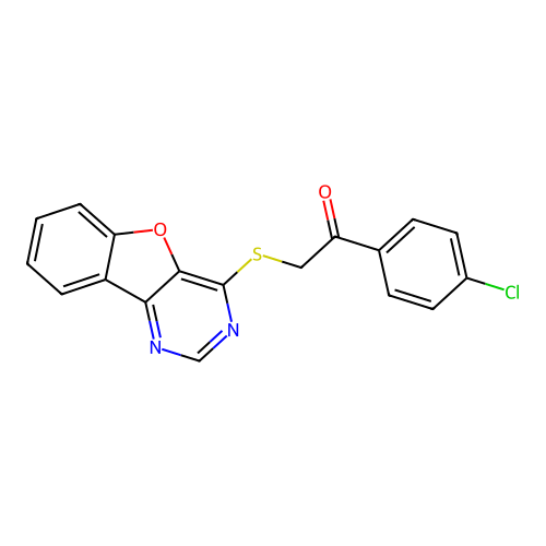 2-(Benzofuro[3,2-d]pyrimidin-4-ylthio)-1-(4-chlorophenyl)ethanone structure