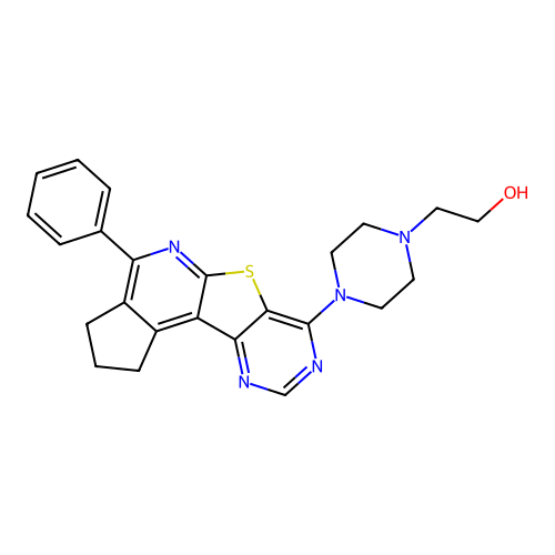 2-(4-(4-phenyl-2,3-dihydro-1H-cyclopenta[4',5']pyrido[3',2':4,5]thieno[3,2-d]pyrimidin-7-yl)piperazin-1-yl)ethanol structure