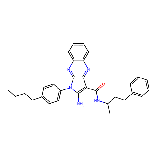 2-amino-1-(4-butylphenyl)-N-(4-phenylbutan-2-yl)-1H-pyrrolo[2,3-b]quinoxaline-3-carboxamide structure