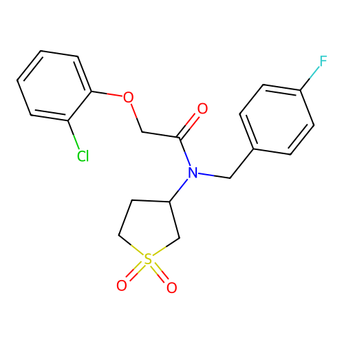 2-(2-chlorophenoxy)-N-(1,1-dioxidotetrahydrothiophen-3-yl)-N-(4-fluorobenzyl)acetamide structure