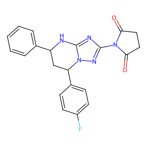 1-(7-(4-fluorophenyl)-5-phenyl-4,5,6,7-tetrahydro-[1,2,4]triazolo[1,5-a]pyrimidin-2-yl)pyrrolidine-2,5-dione structure