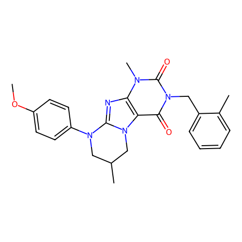 9-(4-methoxyphenyl)-1,7-dimethyl-3-(2-methylbenzyl)-6,7,8,9-tetrahydropyrimido[2,1-f]purine-2,4(1H,3H)-dione structure