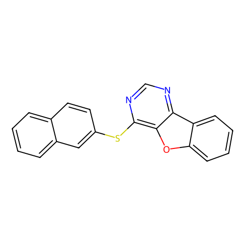 4-(Naphthalen-2-ylsulfanyl)[1]benzofuro[3,2-d]pyrimidine structure