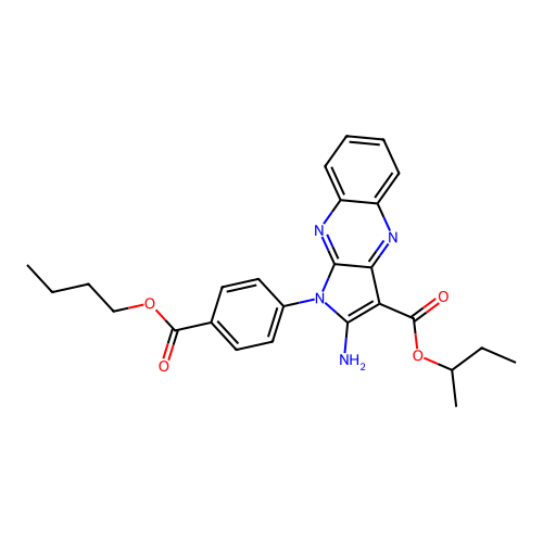 butan-2-yl 2-amino-1-(4-butoxycarbonylphenyl)pyrrolo[3,2-b]quinoxaline-3-carboxylate structure