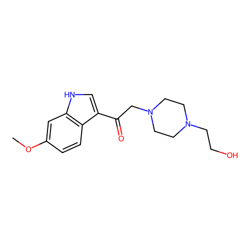 2-[4-(2-hydroxyethyl)piperazin-1-yl]-1-(6-methoxy-1H-indol-3-yl)ethanone structure