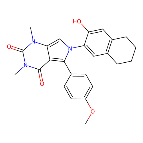 6-(3-hydroxy-5,6,7,8-tetrahydronaphthalen-2-yl)-5-(4-methoxyphenyl)-1,3-dimethyl-1H-pyrrolo[3,4-d]pyrimidine-2,4(3H,6H)-dione structure