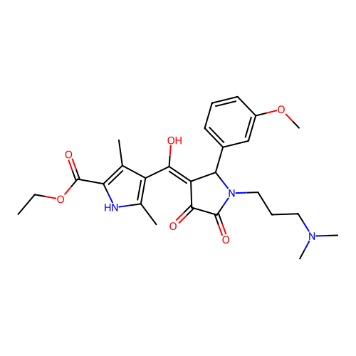 ethyl 4-[[1-[3-(dimethylamino)propyl]-2-(3-methoxyphenyl)-4,5-dioxopyrrolidin-3-ylidene]-hydroxymethyl]-3,5-dimethyl-1H-pyrrole-2-carboxylate structure