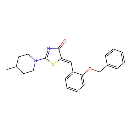 (5Z)-2-(4-methylpiperidin-1-yl)-5-[(2-phenylmethoxyphenyl)methylidene]-1,3-thiazol-4-one structure
