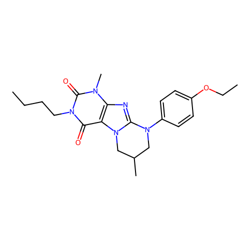 3-butyl-9-(4-ethoxyphenyl)-1,7-dimethyl-6,7,8,9-tetrahydropyrimido[2,1-f]purine-2,4(1H,3H)-dione structure