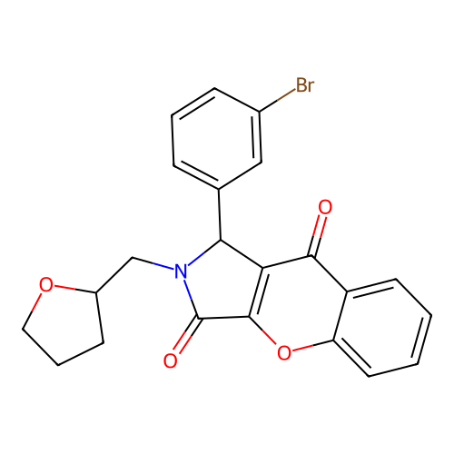 1-(3-bromophenyl)-2-(oxolan-2-ylmethyl)-1H-chromeno[2,3-c]pyrrole-3,9-dione structure