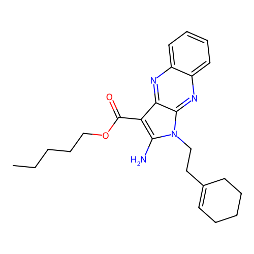 pentyl 2-amino-1-(2-(cyclohex-1-en-1-yl)ethyl)-1H-pyrrolo[2,3-b]quinoxaline-3-carboxylate structure