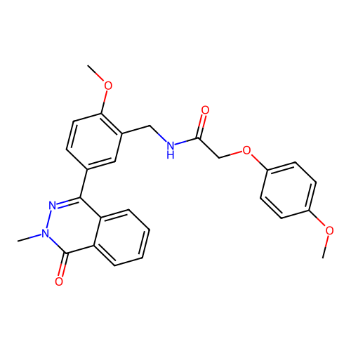 N-[2-methoxy-5-(3-methyl-4-oxo-3,4-dihydrophthalazin-1-yl)benzyl]-2-(4-methoxyphenoxy)acetamide structure