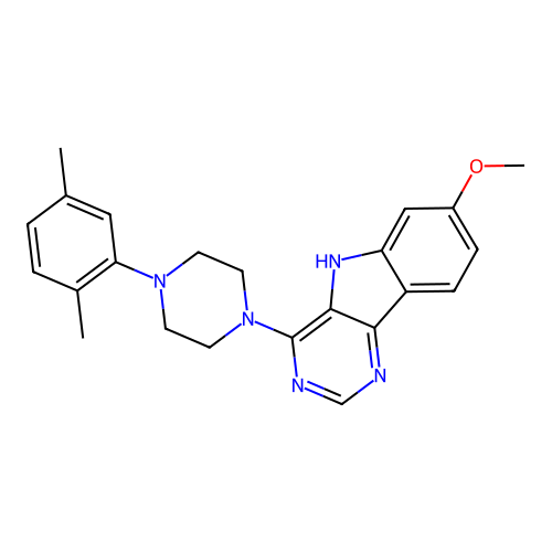 4-[4-(2,5-dimethylphenyl)piperazin-1-yl]-7-methoxy-5H-pyrimido[5,4-b]indole structure