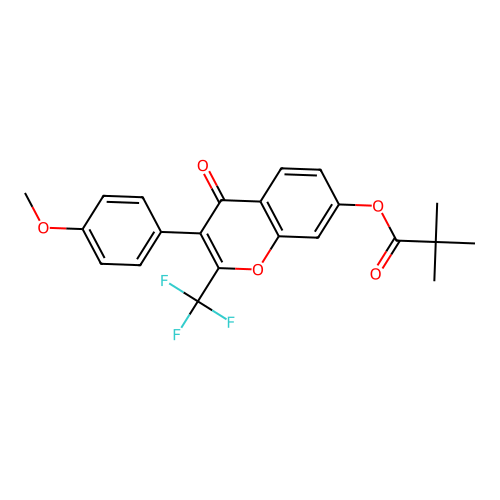 [3-(4-methoxyphenyl)-4-oxo-2-(trifluoromethyl)chromen-7-yl] 2,2-dimethylpropanoate structure