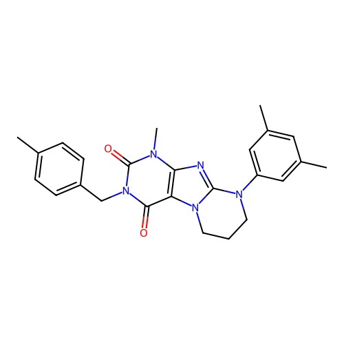 9-(3,5-dimethylphenyl)-1-methyl-3-(4-methylbenzyl)-6,7,8,9-tetrahydropyrimido[2,1-f]purine-2,4(1H,3H)-dione structure