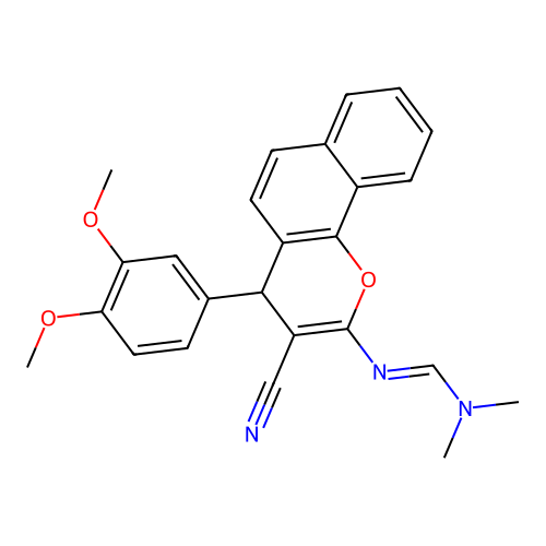 N'-[3-cyano-4-(3,4-dimethoxyphenyl)-4H-benzo[h]chromen-2-yl]-N,N-dimethyliminoformamide structure
