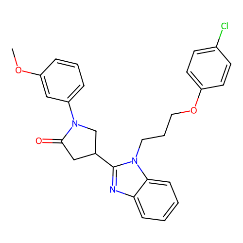 4-[1-[3-(4-chlorophenoxy)propyl]benzimidazol-2-yl]-1-(3-methoxyphenyl)pyrrolidin-2-one structure