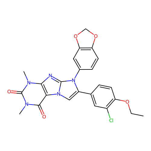 6-(1,3-benzodioxol-5-yl)-7-(3-chloro-4-ethoxyphenyl)-2,4-dimethylpurino[7,8-a]imidazole-1,3-dione structure