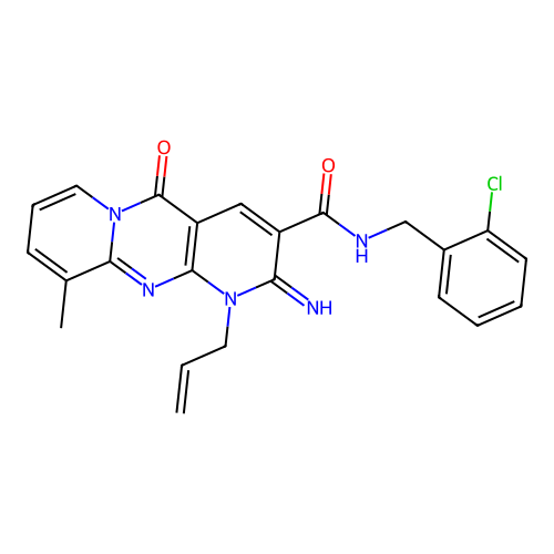 1-allyl-N~3~-(2-chlorobenzyl)-2-imino-10-methyl-5-oxo-1,5-dihydro-2H-dipyrido[1,2-a:2,3-d]pyrimidine-3-carboxamide structure