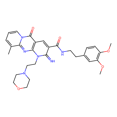 N-[2-(3,4-dimethoxyphenyl)ethyl]-2-imino-10-methyl-1-[2-(morpholin-4-yl)ethyl]-5-oxo-1,5-dihydro-2H-dipyrido[1,2-a:2',3'-d]pyrimidine-3-carboxamide structure
