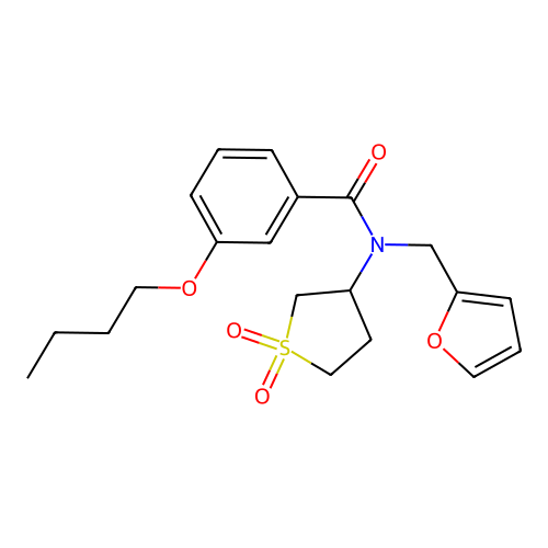 3-butoxy-N-(1,1-dioxidotetrahydrothiophen-3-yl)-N-(furan-2-ylmethyl)benzamide structure
