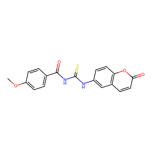 4-methoxy-N-((2-oxo-2H-chromen-6-yl)carbamothioyl)benzamide structure