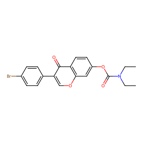 3-(4-bromophenyl)-4-oxo-4H-chromen-7-yl diethylcarbamate structure