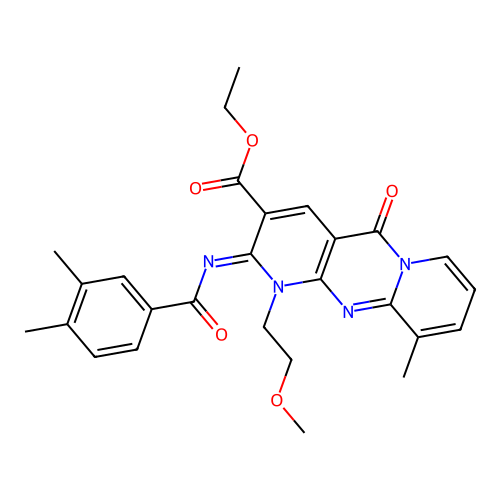 (Z)-ethyl 2-((3,4-dimethylbenzoyl)imino)-1-(2-methoxyethyl)-10-methyl-5-oxo-2,5-dihydro-1H-dipyrido[1,2-a:2',3'-d]pyrimidine-3-carboxylate structure