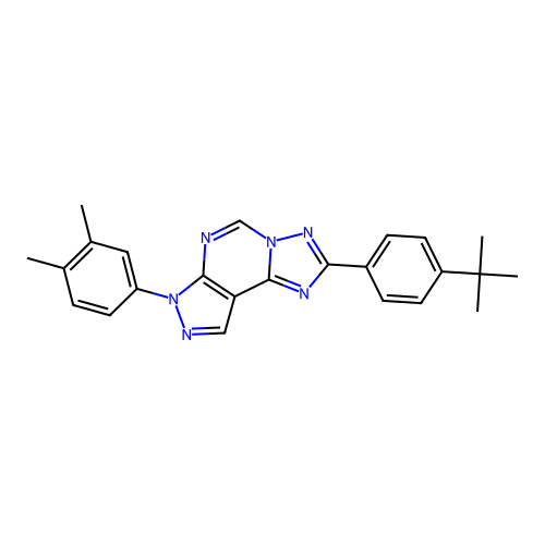 2-(4-tert-butylphenyl)-7-(3,4-dimethylphenyl)-7H-pyrazolo[4,3-e][1,2,4]triazolo[1,5-c]pyrimidine structure